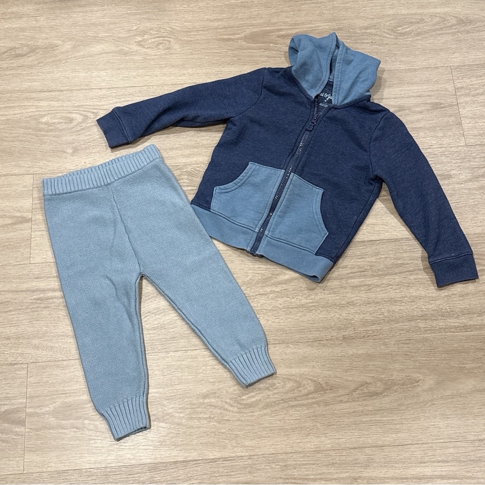 Hanna Andersson Blue Sweatpants Joggers 2T cat & jack blue jacket 4T